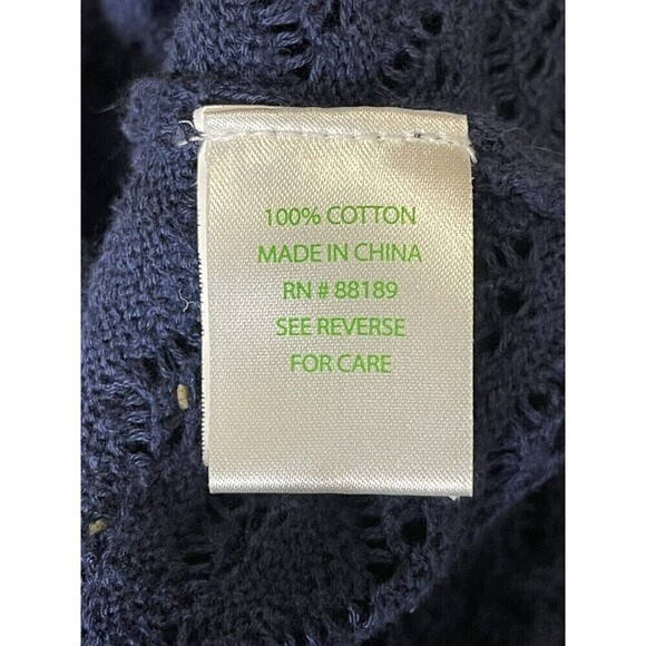 LILLY PULITZER Athena Tunic Size M Navy Crochet Long Sleeve Sheer Resort Beach - Picture 8 of 11